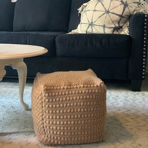Hand Crocheted Floor Pouf: Acrylic Yarn Foot Rest (13x12)