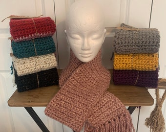 Hand Crocheted Adult Scarf: Long, Soft & Warm