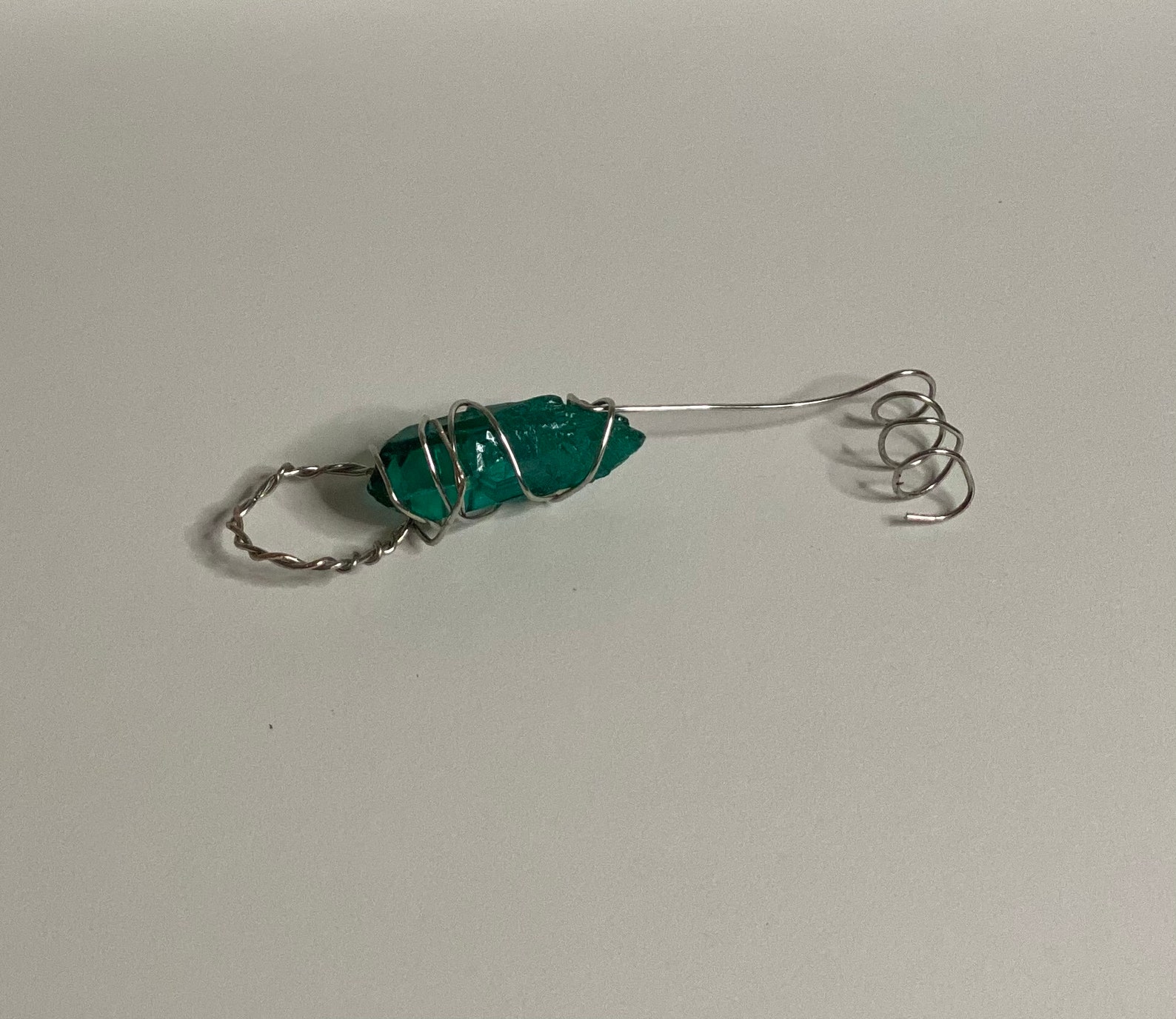 Wire Wrapped Teal Quartz Joint Holder Ring Etsy