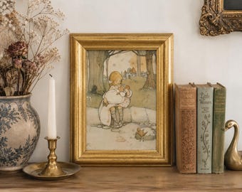 Vintage Mabel Lucie Attwell “Pig Baby” Framed Alice in Wonderland Print | Nursery Decor | Cottagecore Wall Art