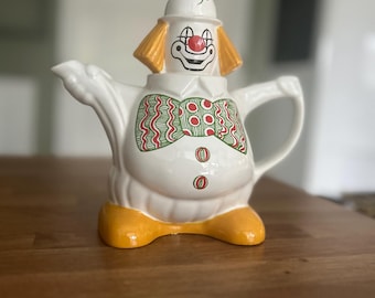 Tetera vintage Wade Clown de los años 70, tetera kitsch novedosa de cerámica, tetera retro coleccionable, fabricada en Inglaterra.