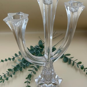 Villeroy & Boch Crystal Candle Holder Trio – Signed, Star Base – 12” Sculptural Centrepiece