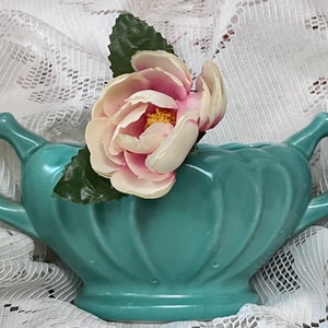 Vintage Miniature Turquoise Mantle Vase - Made for Dee Cee - Art Deco Home Decor - Floral Display - Wedding Decor -Home Decor