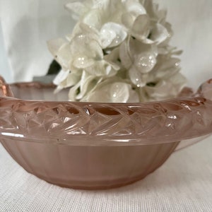 Art Deco Pink Frosted Glass Decorative Bowl - Vintage Home Decor