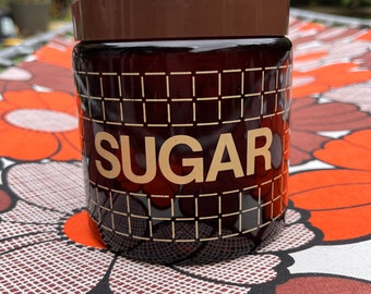 Vintage CLP Brown Glass Sugar Canister Storage Jar Caddy