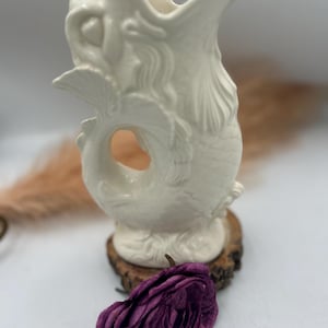Vintage Gluggle Jug Gurgling Fish Jug – White Ceramic Glug Jug – Coastal Cottagecore Decor
