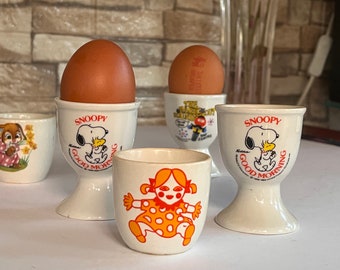 Assorted Vintage Retro Egg Cups (sold separately) Snoopy, Magic Roundabout, Bunnies-  Kitsch Kitchenalia
