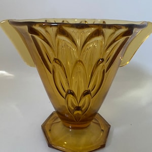 Stölzle #19083 Czech Art Deco 1930’s Amber Glass Vase