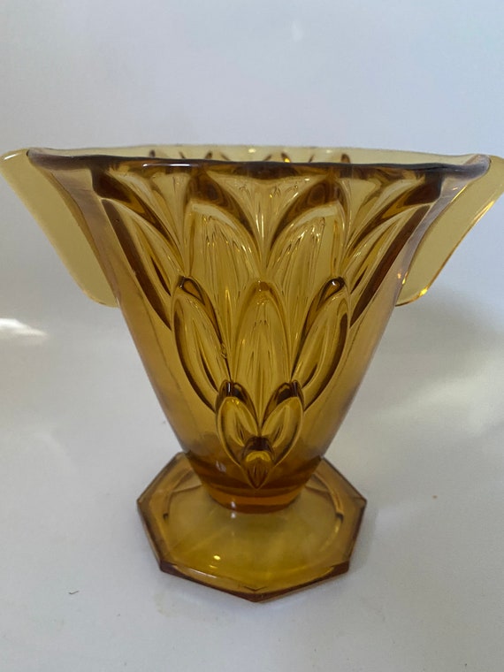 Stölzle #19083 Czech Art Deco 1930's Amber Glass Vase - Etsy UK