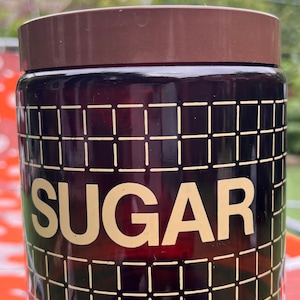 Vintage CLP Brown Glass Canister Storage Jar Caddy (choice of tea or sugar)