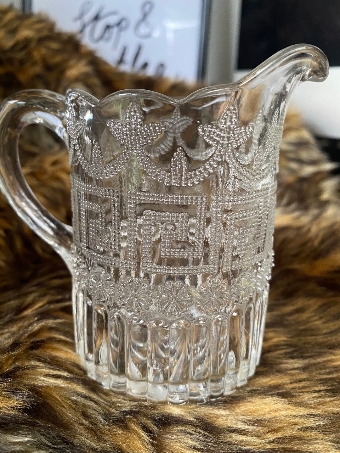 Vintage Cut Glass Milk Jug Creamer Retro Home Decor Etsy