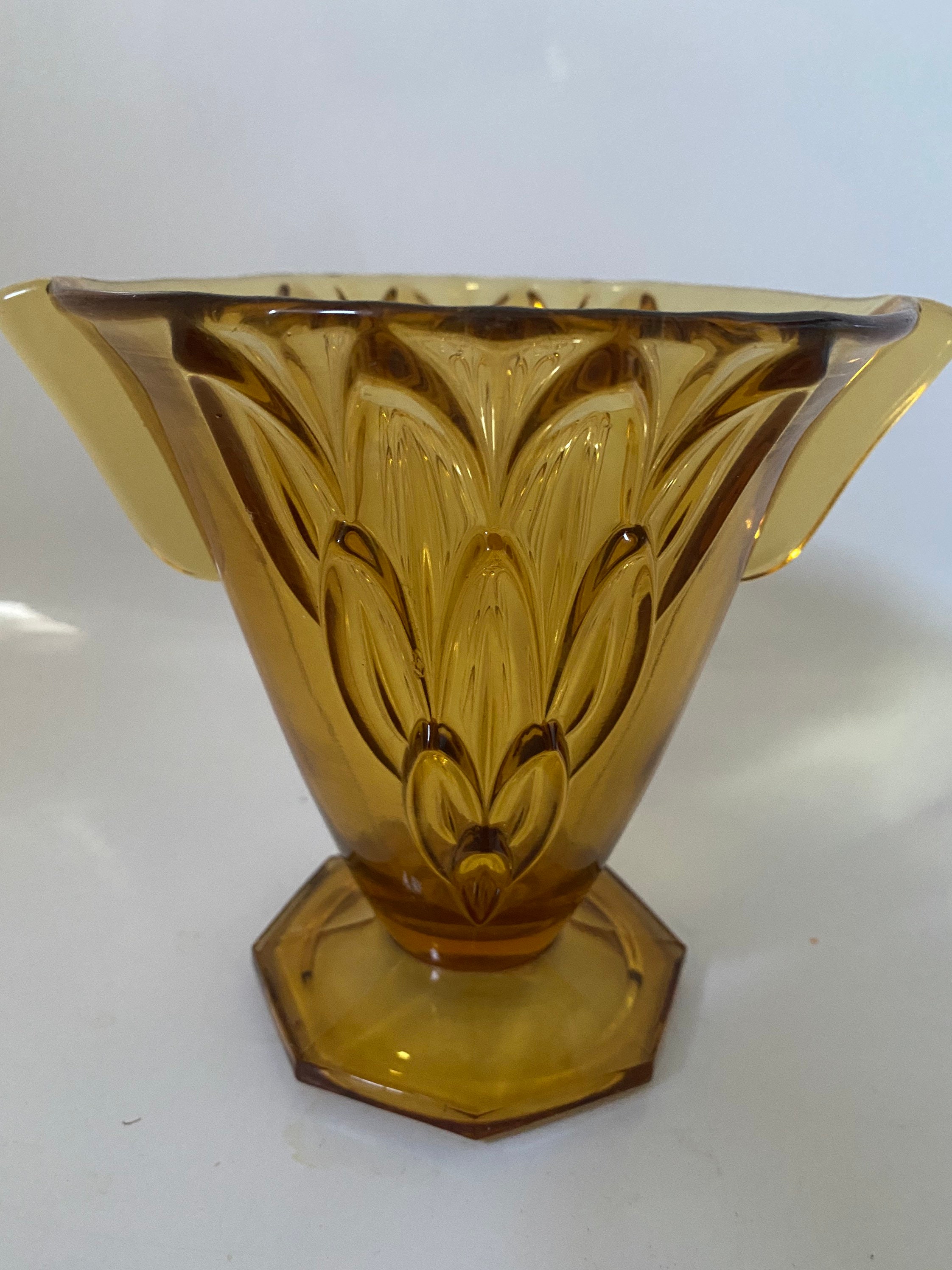 Stölzle #19083 Czech Art Deco 1930's Amber Glass Vase - Etsy UK