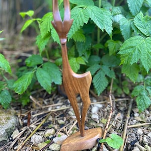 Vintage 1960s Mid Century Danish Teak Wood Hand Carved Antelope