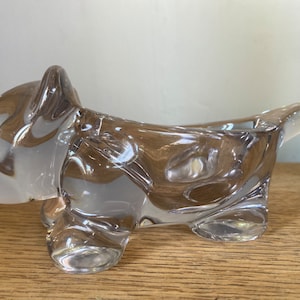 Vintage Art Vannes Crystal Glass Kitten Cat Modernist Sculpture Pipe Rest Trinket Dish 1950’s