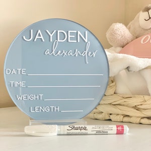 Birth Announcement Sign, Acrylic Newborn Birth Stats Sign, Baby Birth Announcement, Birth Photo Prop, Newborn Photo Prop