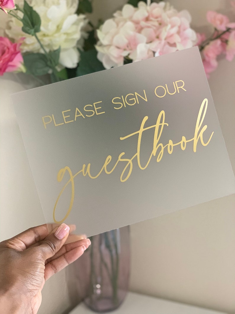 Frosted Acrylic Guestbook Sign Please Sign Our Guestbook Etsy