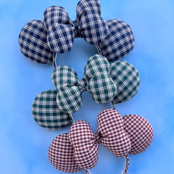 Gingham Mouse Ears - Red, Green, Blue
