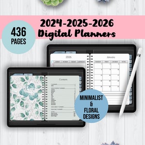 Digitaler Planer 2024 | Digitaler Planer 2025 | Digitaler Planer 2026 | Täglich Wöchentlich Monatlich Journal | Vorlage | Bemerkenswert GoodNotes Ipad