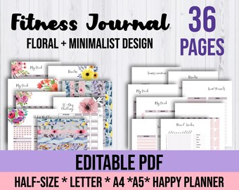 Printable Fitness Templates | Printable Exercise Calendar | Printable Meal Planner | Printable Intermittent Fasting Tracker Journal