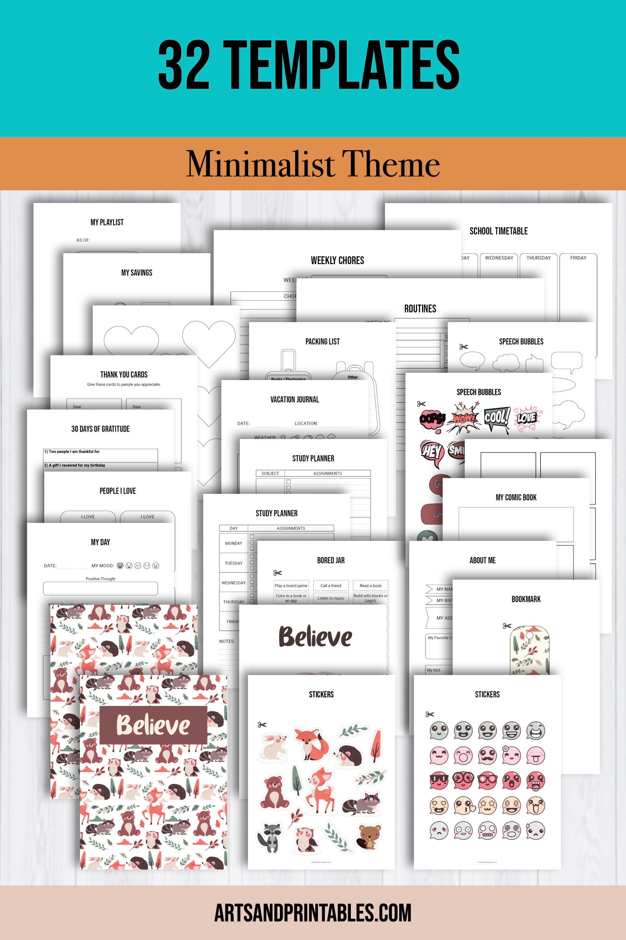 Printable Bullet Journal for Children Kids Chores Tracker Printable Routine Tracker Printable ...
