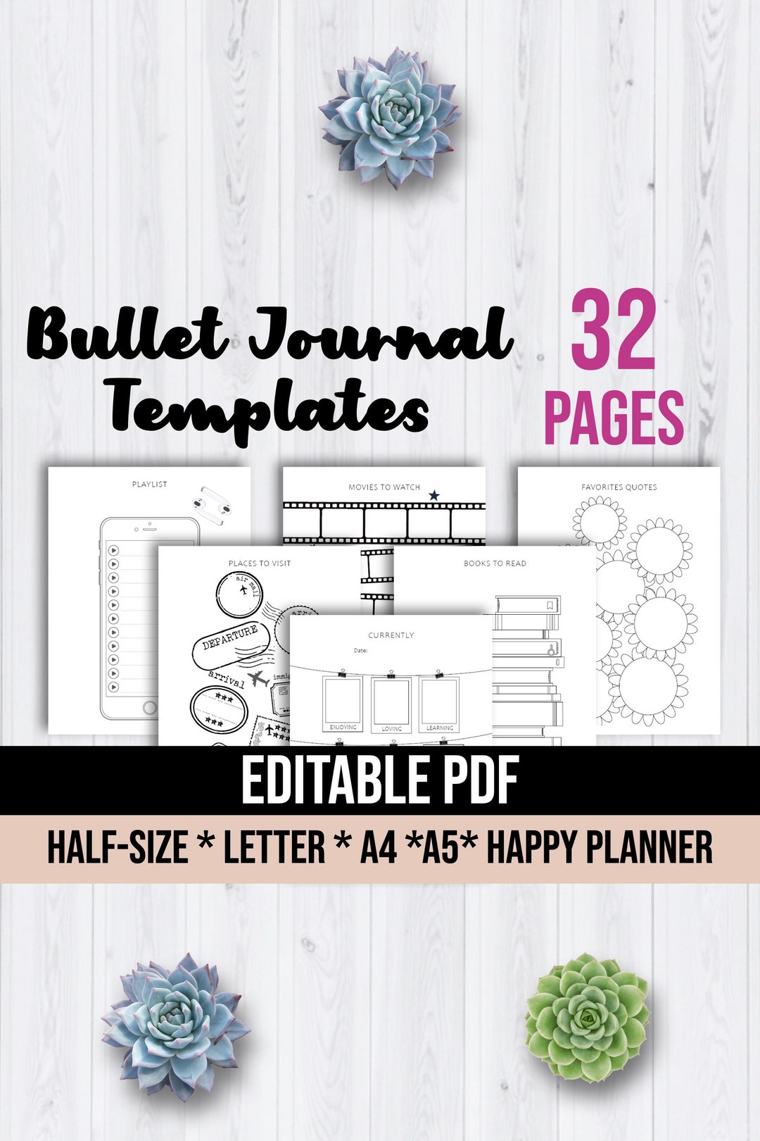 Printable Bujo Templates Printable Bullet Journal Lists Etsy