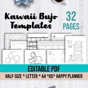 Printable Premade Planner Templates | Printable Digital Bullet Journal | Editable PDF | US Letter | Half-Size | Half-Letter | A5 | A4