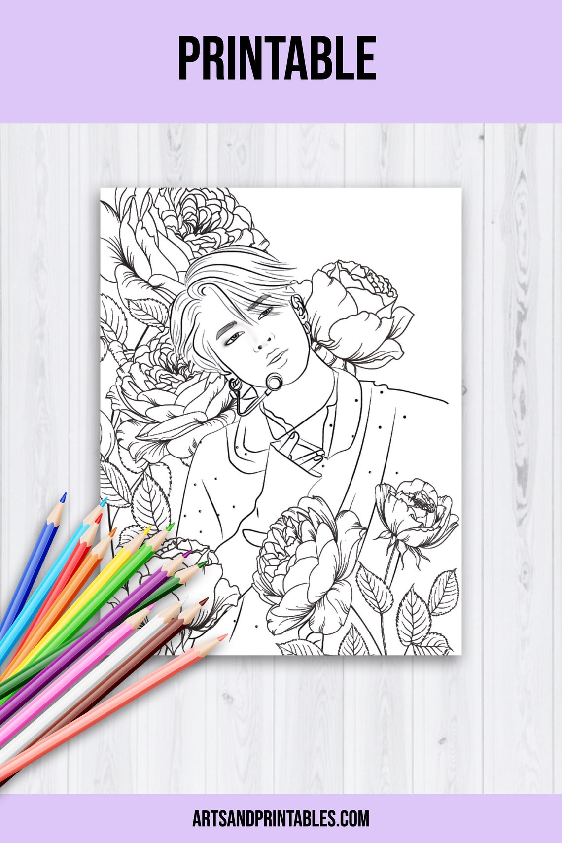 Printable Jimin Coloring Pages Digital BTS Coloring Book | Etsy