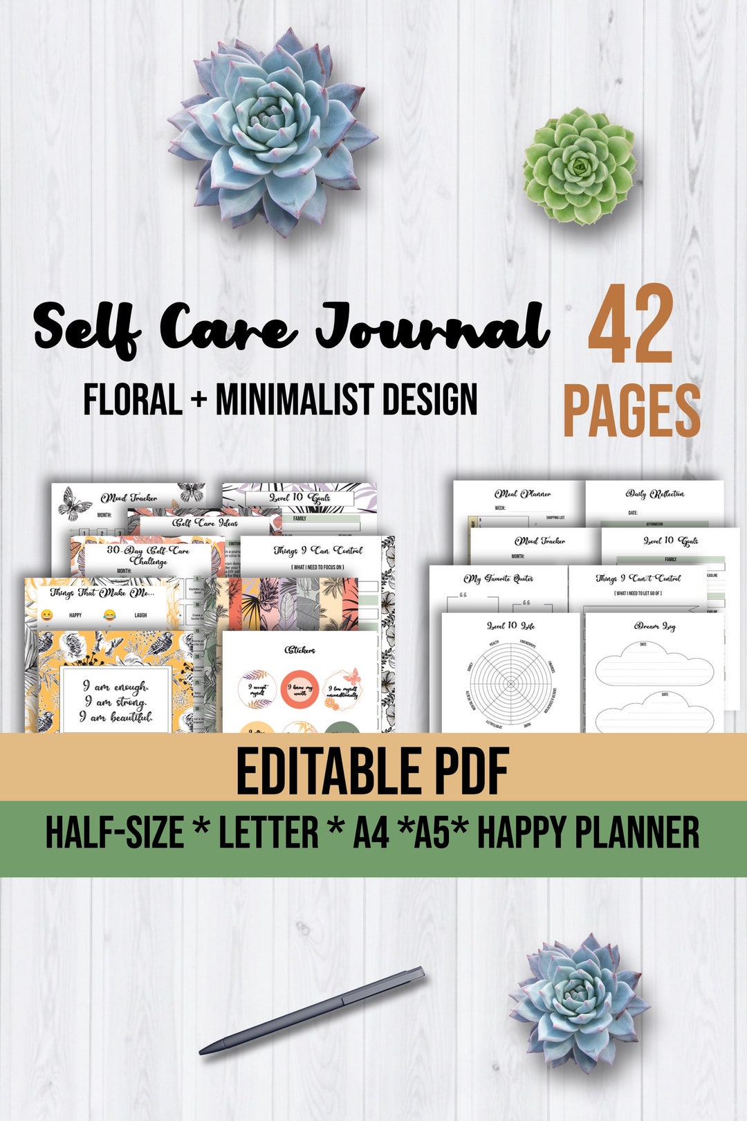 Printable Self-care Journal | Printable Wellness Planner | Printable ...