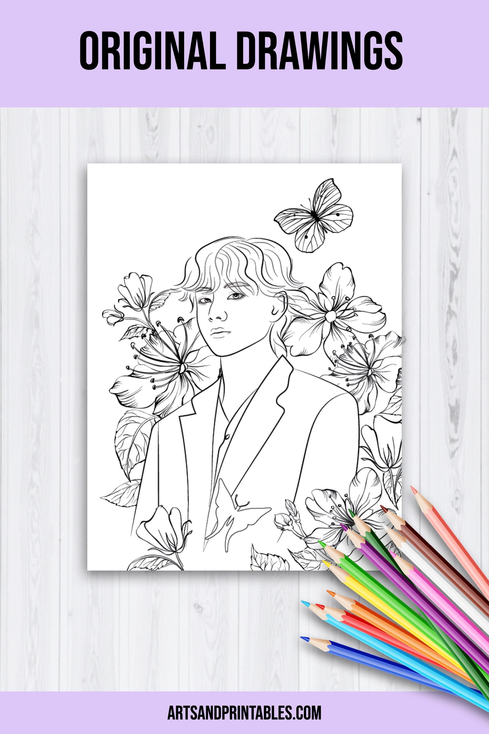 Printable V Coloring Pages Printable BTS Coloring Book Kim | Etsy