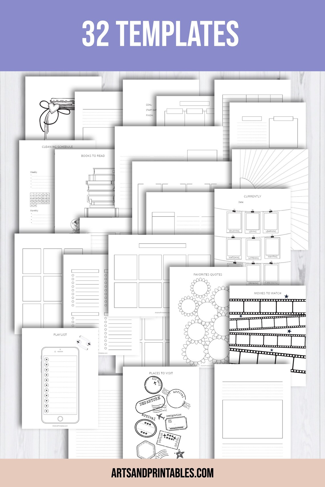 Printable Bujo Templates Printable Bullet Journal Lists - Etsy