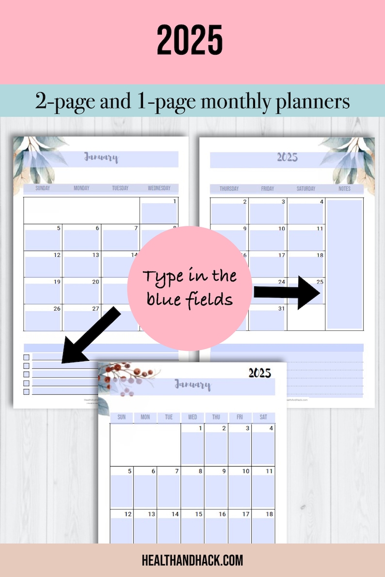 Printable Weekly Planner 2025 2025 Printable Monthly Planner Printable