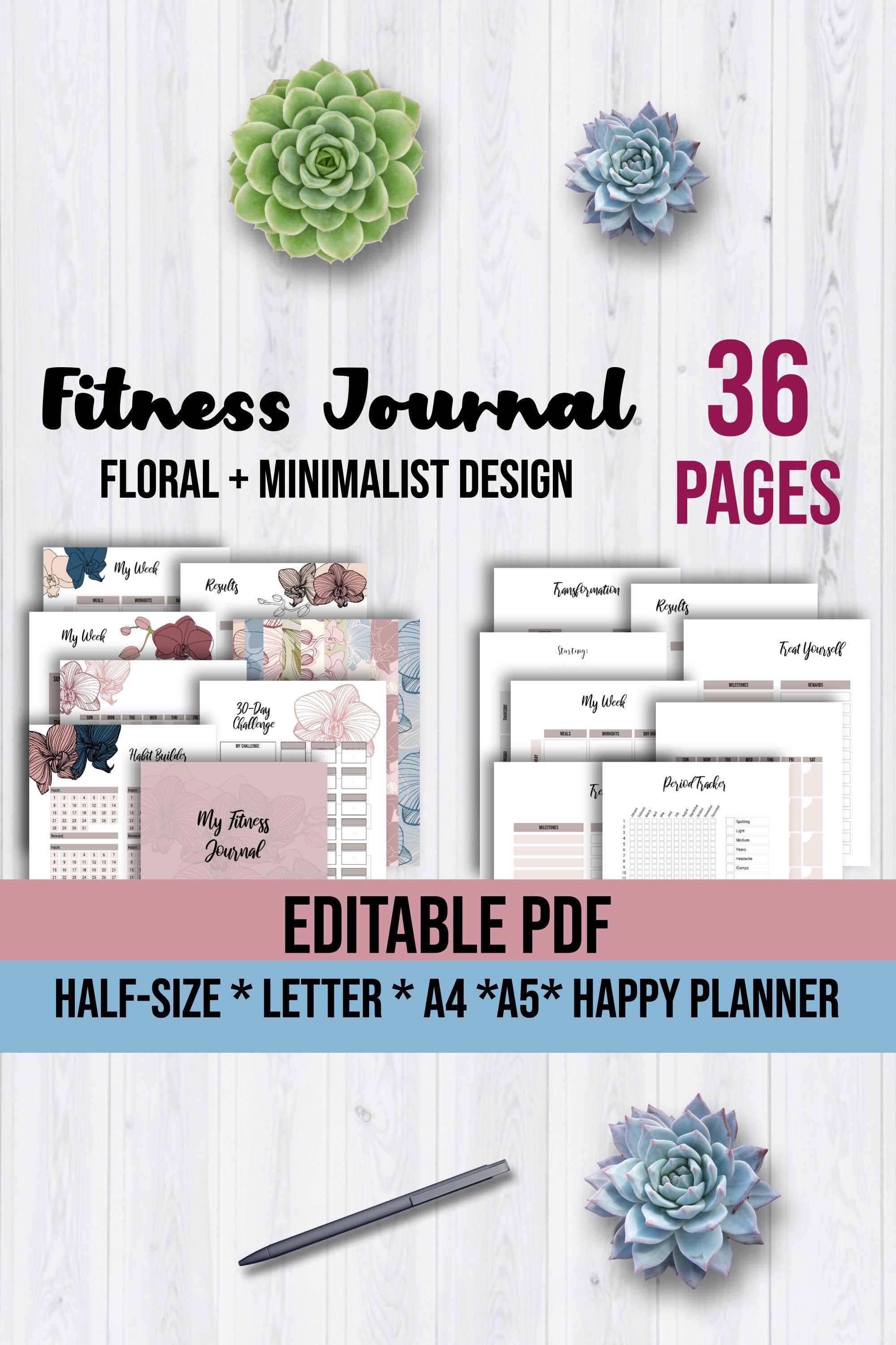 Printable Fitness Tracker | Printable Exercise Templates | Printable Meal Plan | Printable Workout Journal | Weight Loss Planner Printable