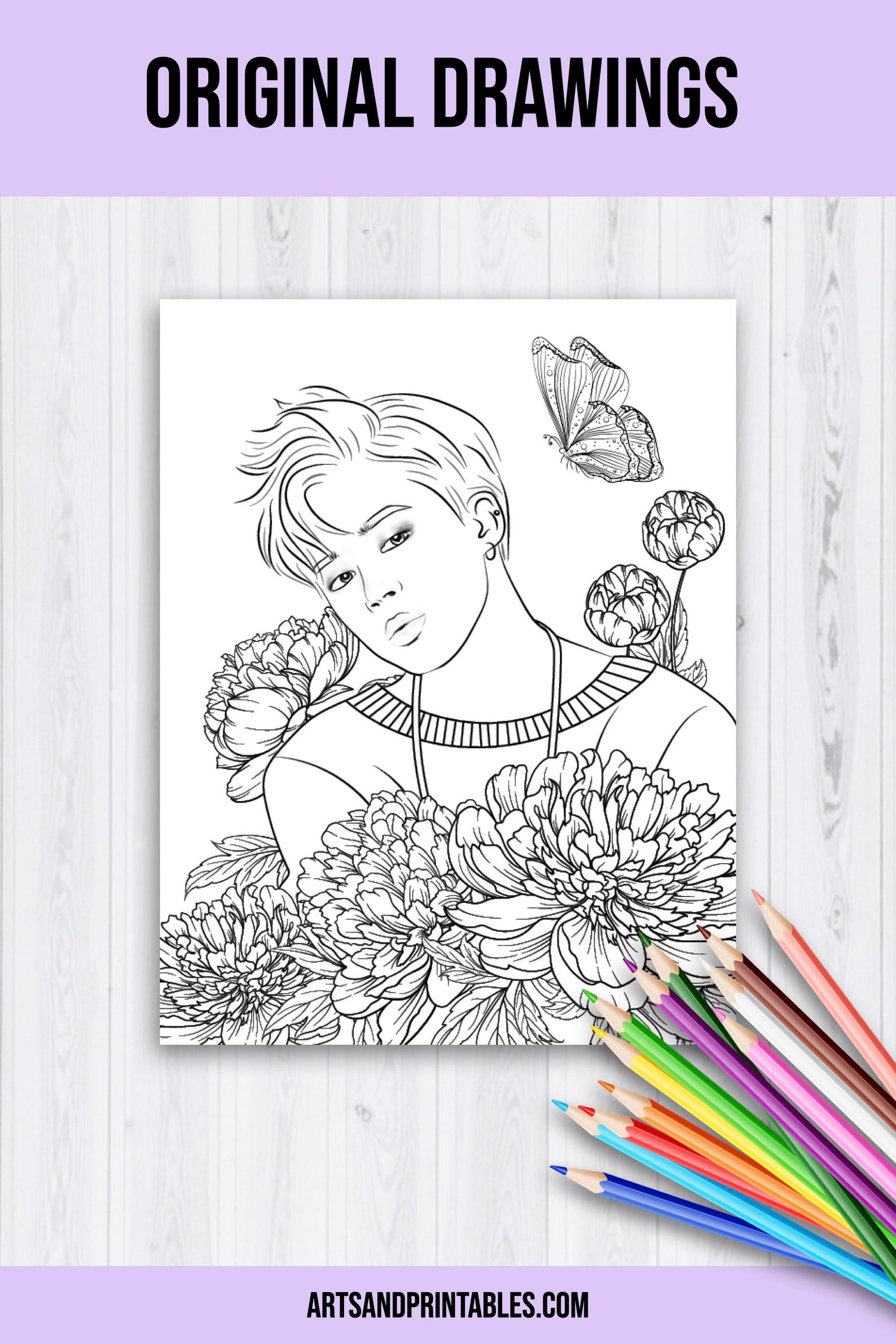 Printable Jimin Coloring Pages Digital BTS Coloring Book | Etsy