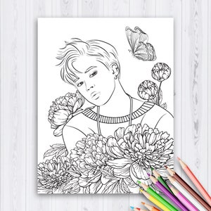 Printable Jimin Coloring Pages Digital BTS Coloring Book | Etsy