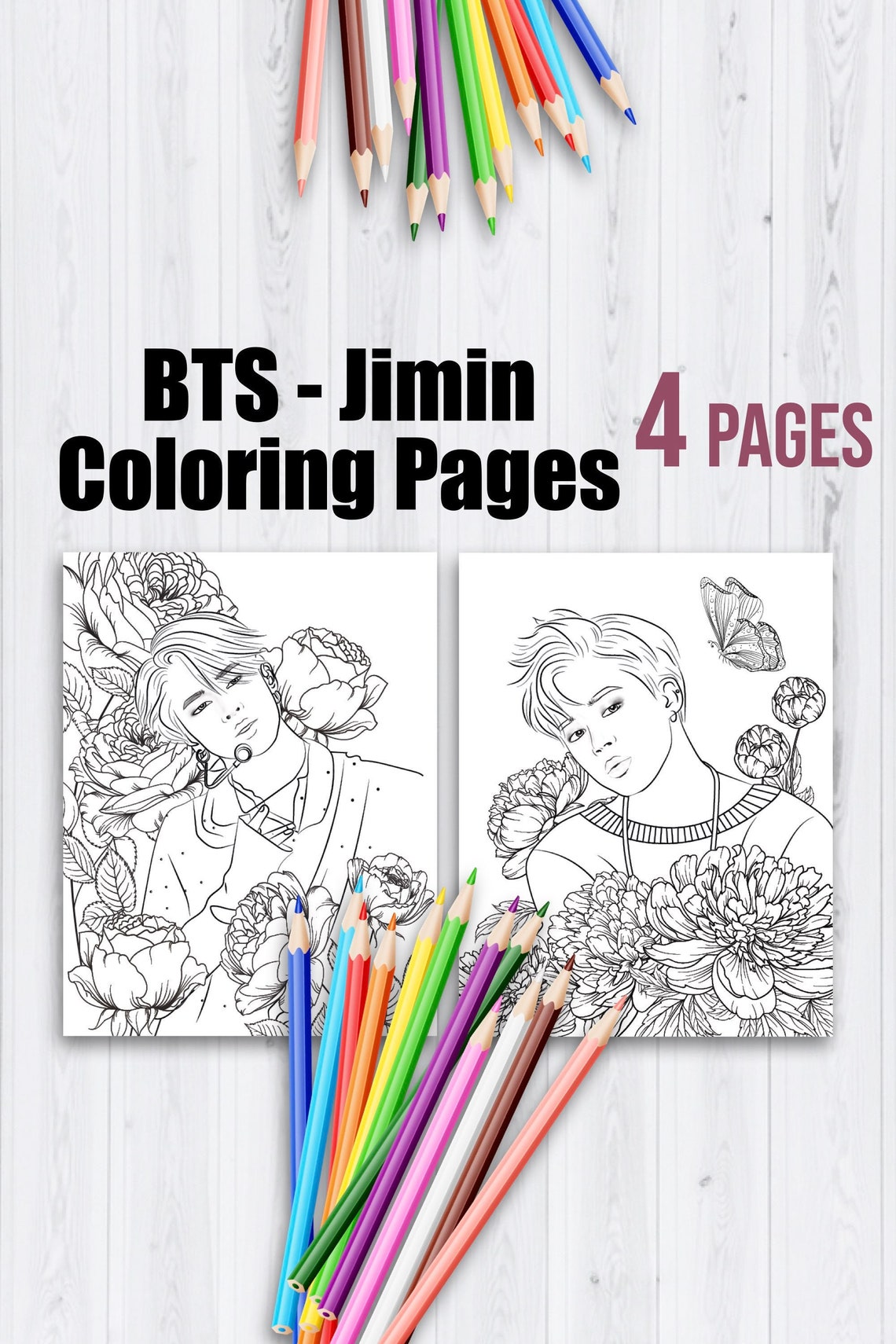 Printable Jimin Coloring Pages Digital BTS Coloring Book | Etsy