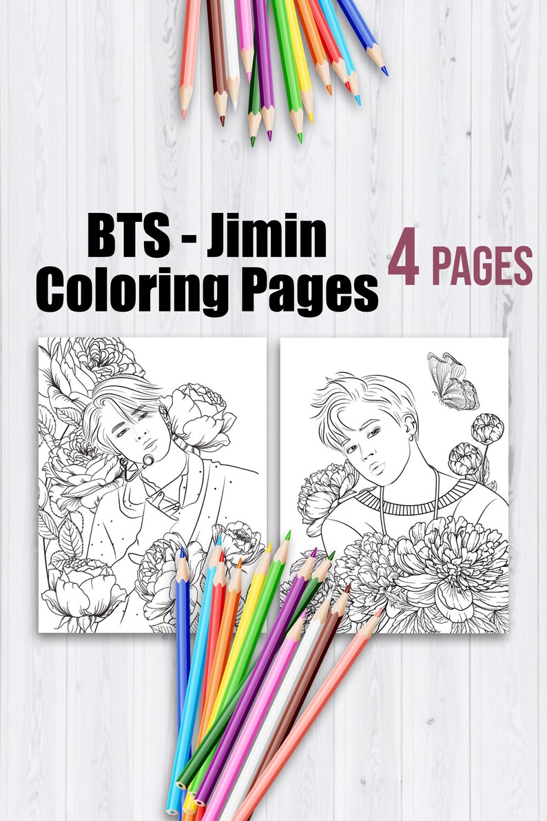 Printable Jimin Coloring Pages Digital BTS Coloring Book | Etsy
