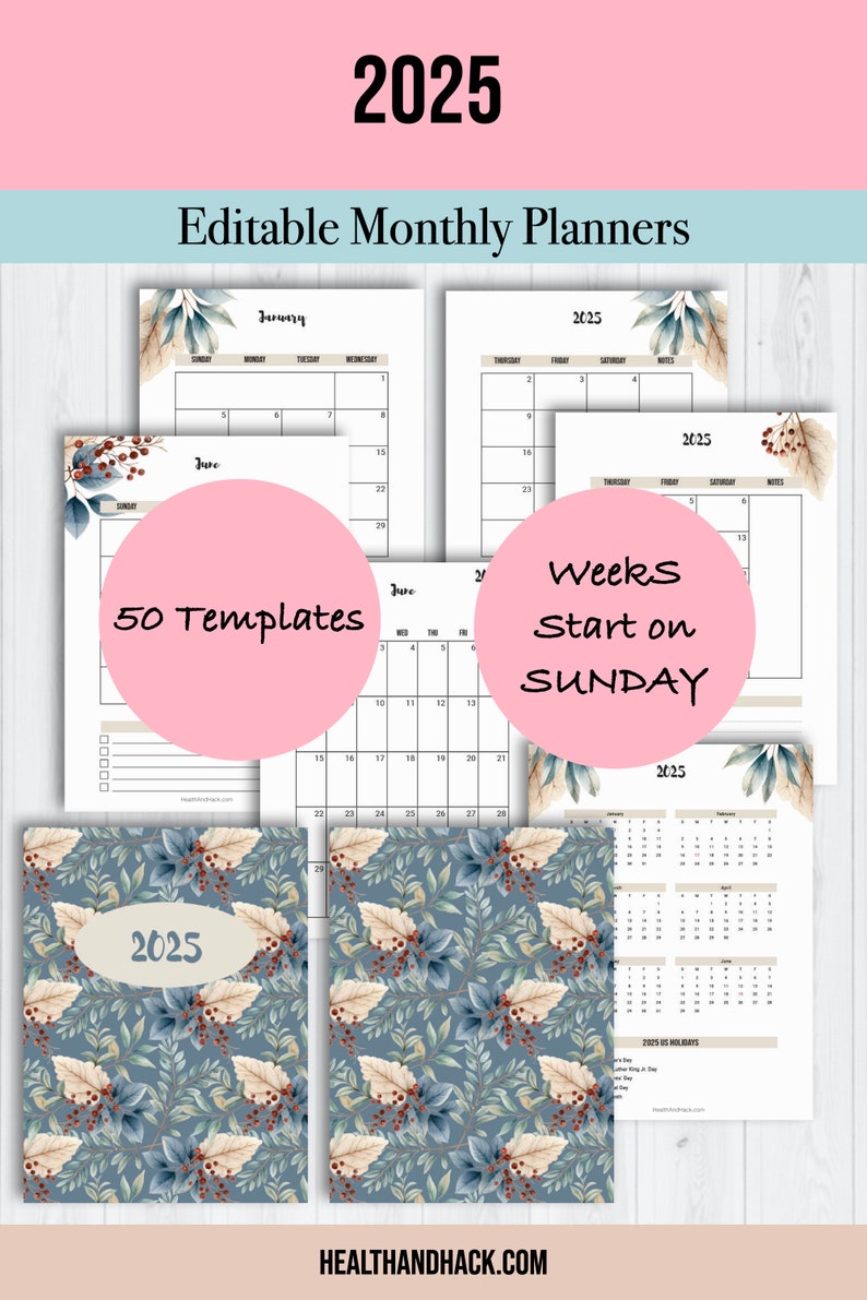 Printable Weekly Planner 2025 2025 Printable Monthly Planner Printable