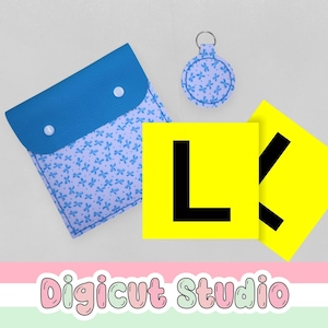 Learners Sticker Pouch & Circle Key Fob SVG. Glove box organiser svg. P Plate sticker holder svg. Learn to drive accessories SVG. Key. HS56.