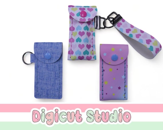 Hand Sew Lipstick Pouch fob SVG. 1 Inch Key Fob Lip balm pouch SVG. Wristlet pouch svg. Trolley key holder key chain svg.  Usb pouch. HS19.