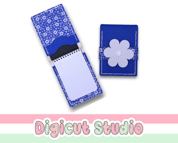 77mm x 112mm Mini Note Book sleeve SVG.  Spiral notebook cover svg. Flower snap svg. Teachers gift.     Note book pouch. Card holder. HS41.