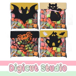 Halloween Taschendeckel SVG. Tüten Topper svg. Süßes oder Saures svg. Halloween Geschenk svg. Katze, Fledermaus, Spinne. Halloween Dekoration. CS2.