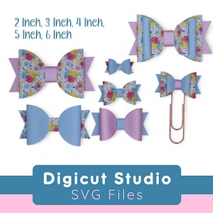 Klassische Basic Haarschleife SVG-Datei. 5 Größen. Haarschleife Schneideschablone. 16 cm Stacked Bow. 3 cm Basic Bow. Hand geschnitten. Kunstleder Schleife. HB131.