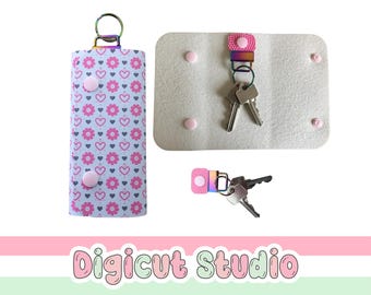 Leather Key wallet svg. Key holder SVG. Key pouch svg. Fob clasp key ring SVG.  Key chain svg. Accessories SVG. Template. Cutting file AC60.