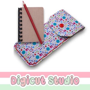 Pencil pouch svg.  Pencil Case Svg. Mini Note Cards for Comb Binding spine. Hand sew .  Back to school svg.  Quick Fold Pencil pouch.  HS31