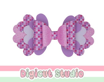 Valentines Hair Bow Huge Heart bow SVG. Lots of love bow.  Extra Large 8.3 inch bow. Party Bow. Wedding Bow. Over the top hair bow.  HB155.