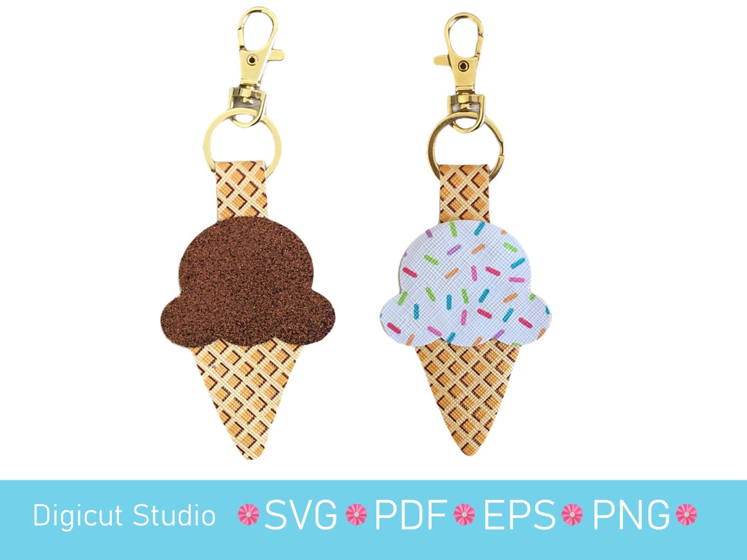 Ice Cream Cone Key Ring SVG. Key Chain Svg. Summer Days SVG. Cutting