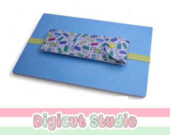 Journal Pen holder svg. Pen pouch Svg.  Hand Sew, glue or machine sew. Pen holder svg. Journal accessories. Book mark svg. Pen sleeve. HS11.
