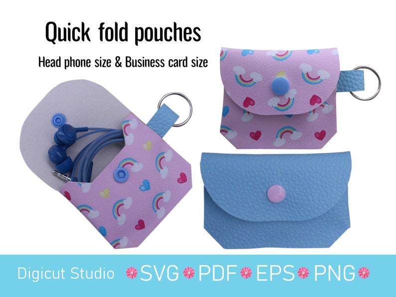 Pouch Bundle 1 SVG. Pouches Svg. Pencil Case SVG. Phone pouch svg. Ear bud holder. Clutch Svg. Wallet svg. Compact pouch. Trading card. image 5