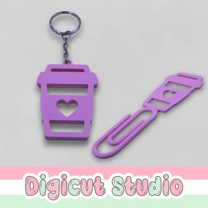 3D-utskrift med nyckelring för kaffe och gem för kaffe (STL-filer). Presentset för kaffeälskare. 3D-skrivarprojekt. 3D-pysselfiler. STL-kaffe. D10.