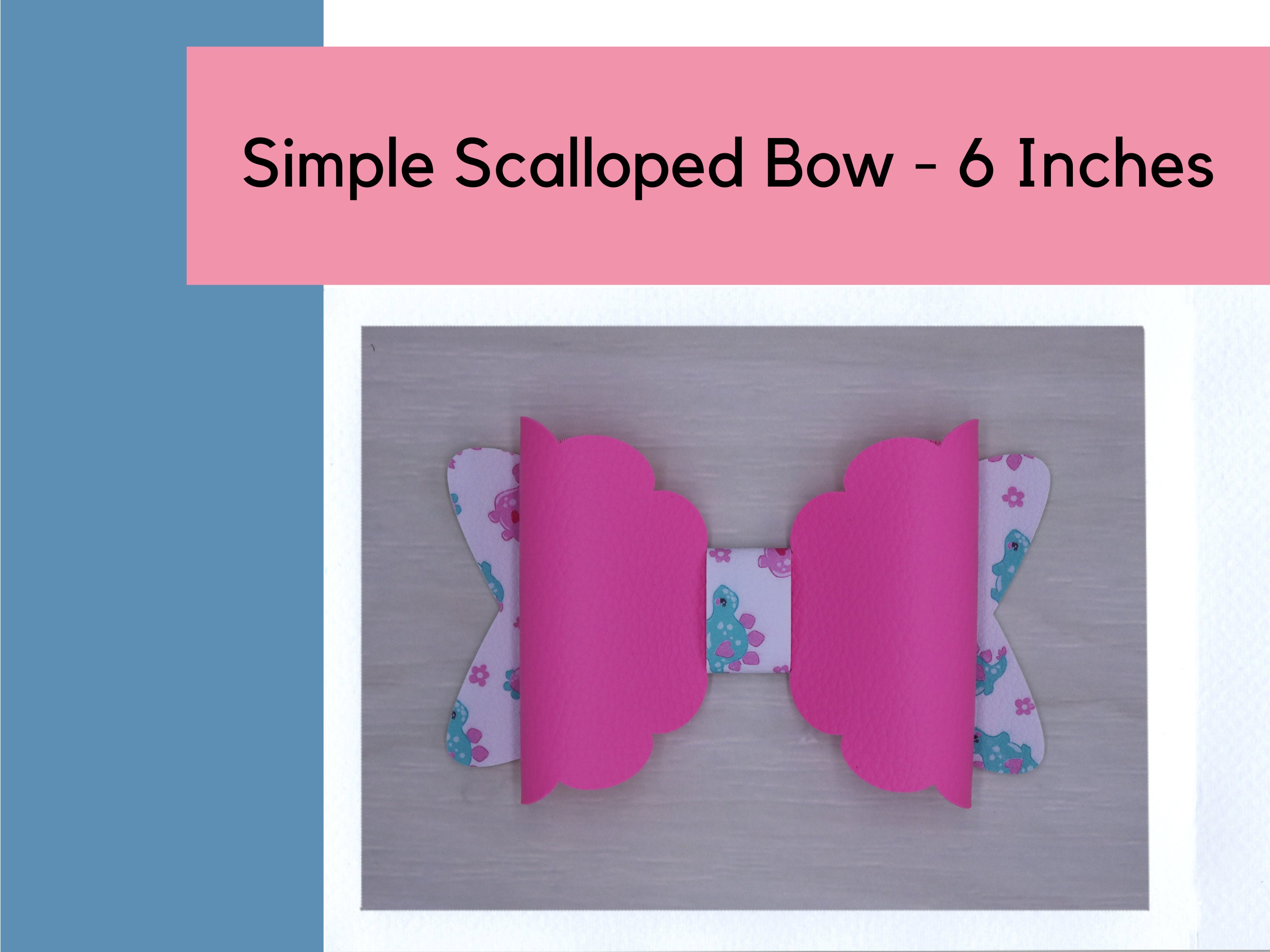 Classic & Scalloped 6 Inch Hair Bow. Hair Bow Set. Large Hair Bow Svg ...